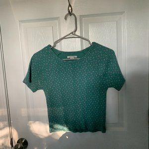 Green Floral Cropped Women's Shirt